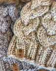 Wool-Blend Pompom Hat: Mixed Beige
