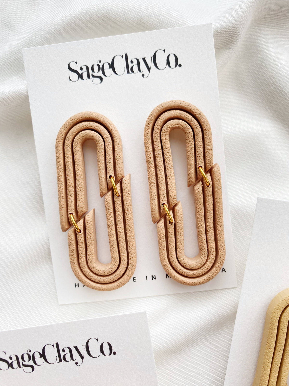 Retro Double Rainbow Clay Earrings | Leather