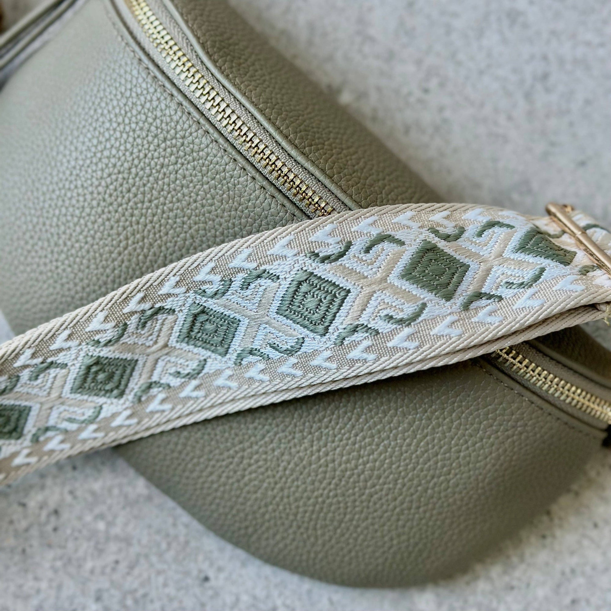 Crossbody handbag green leather purse bum bag