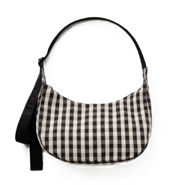 Baggu Small Crescent Bag | Black &amp; Cream Gingham