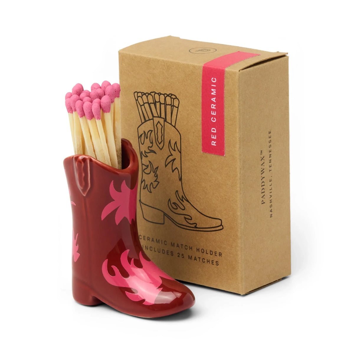 Cowboy Boot Match Holder | Red &amp; Pink Flame
