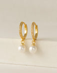Amari Pearl Huggie Hoop Earrings
