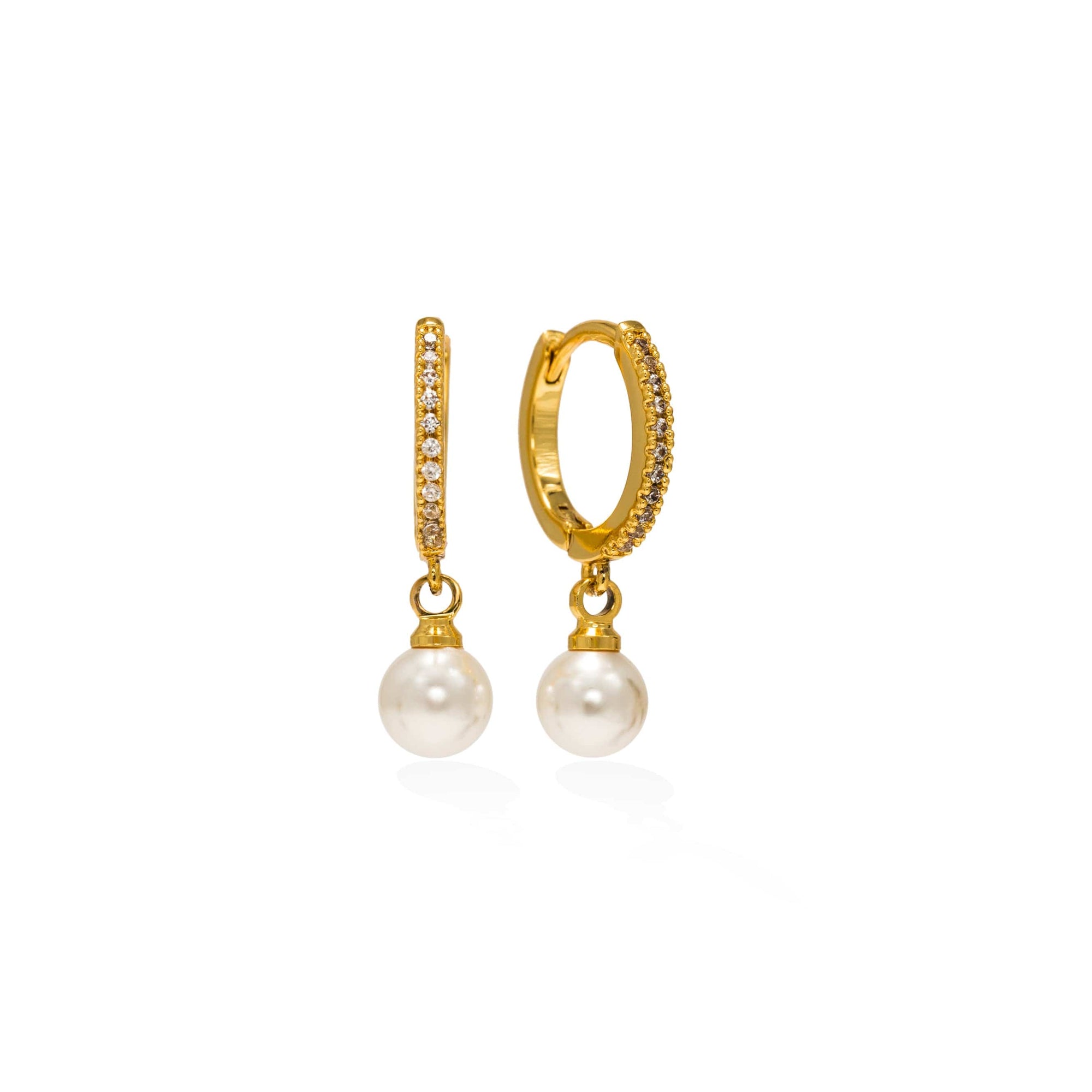 Amari Pearl Huggie Hoop Earrings