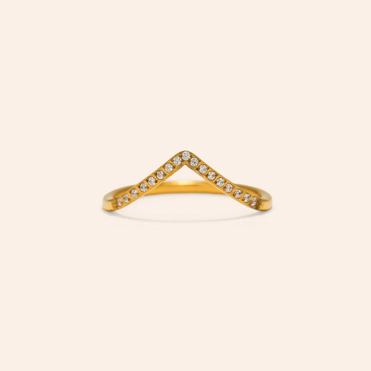 Chevron CZ Ring