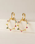 Circa Oval Drop Hoops | Mixed Stones