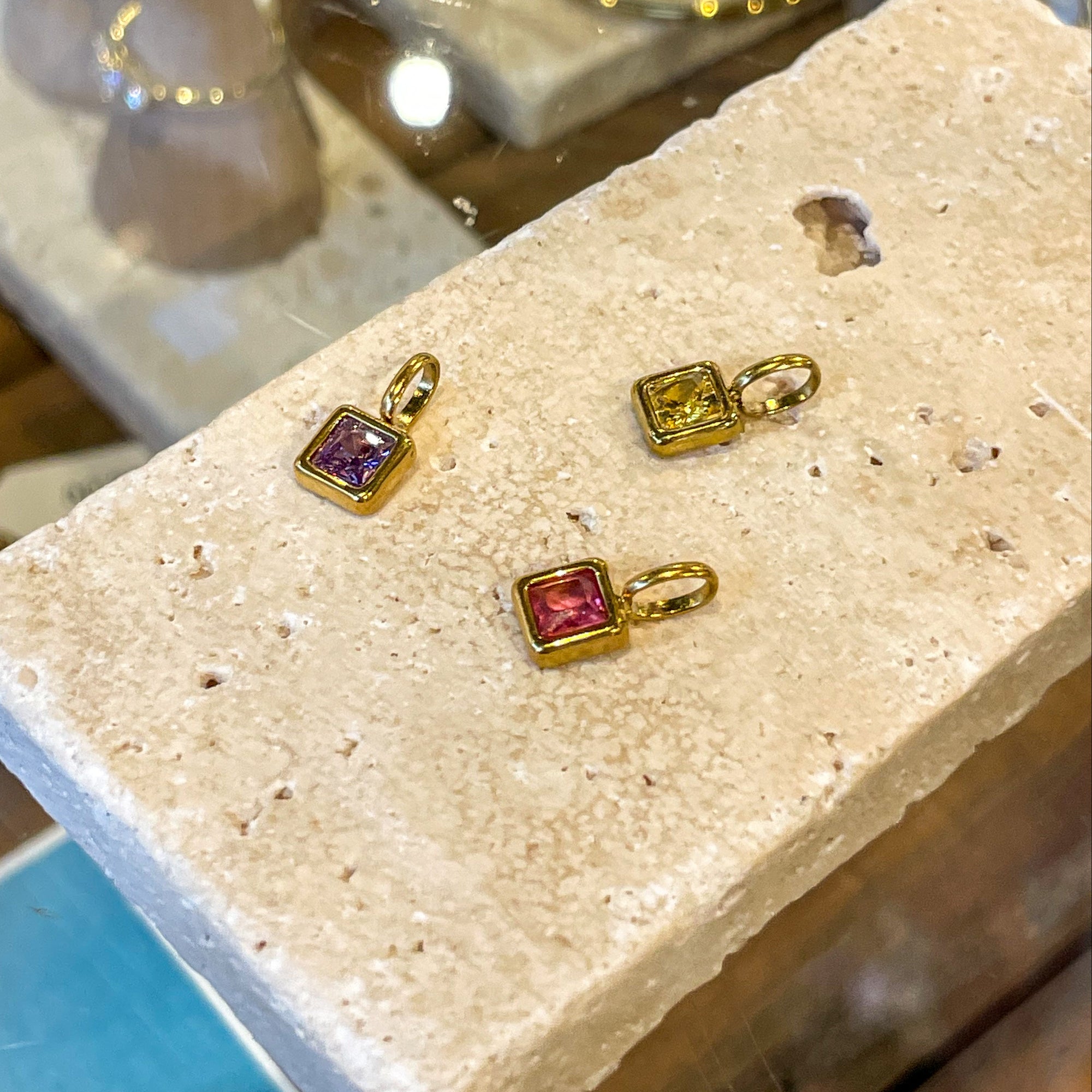 Square Birthstone Charms