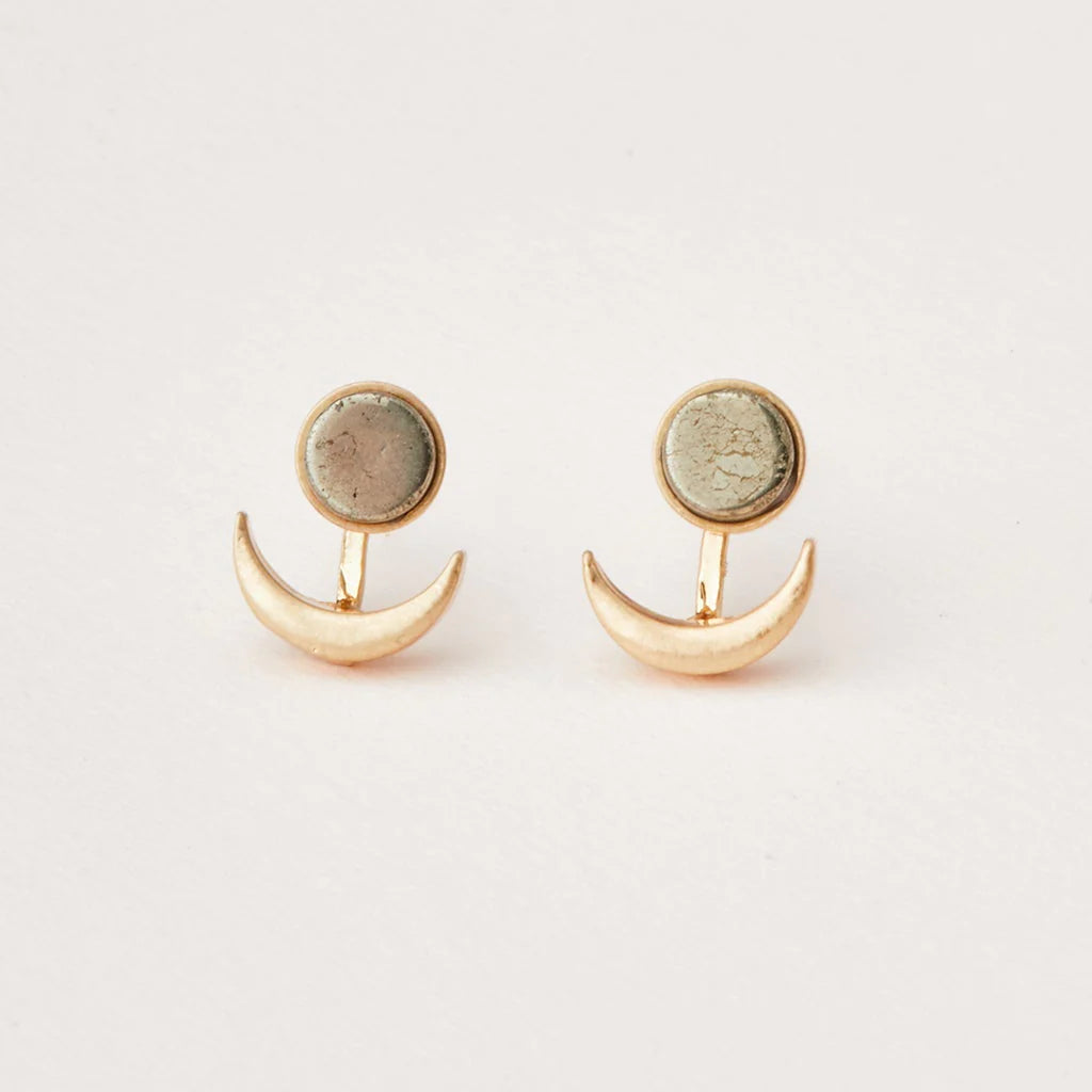 Stone Moon Phase Ear Jacket - Gold (various colours)