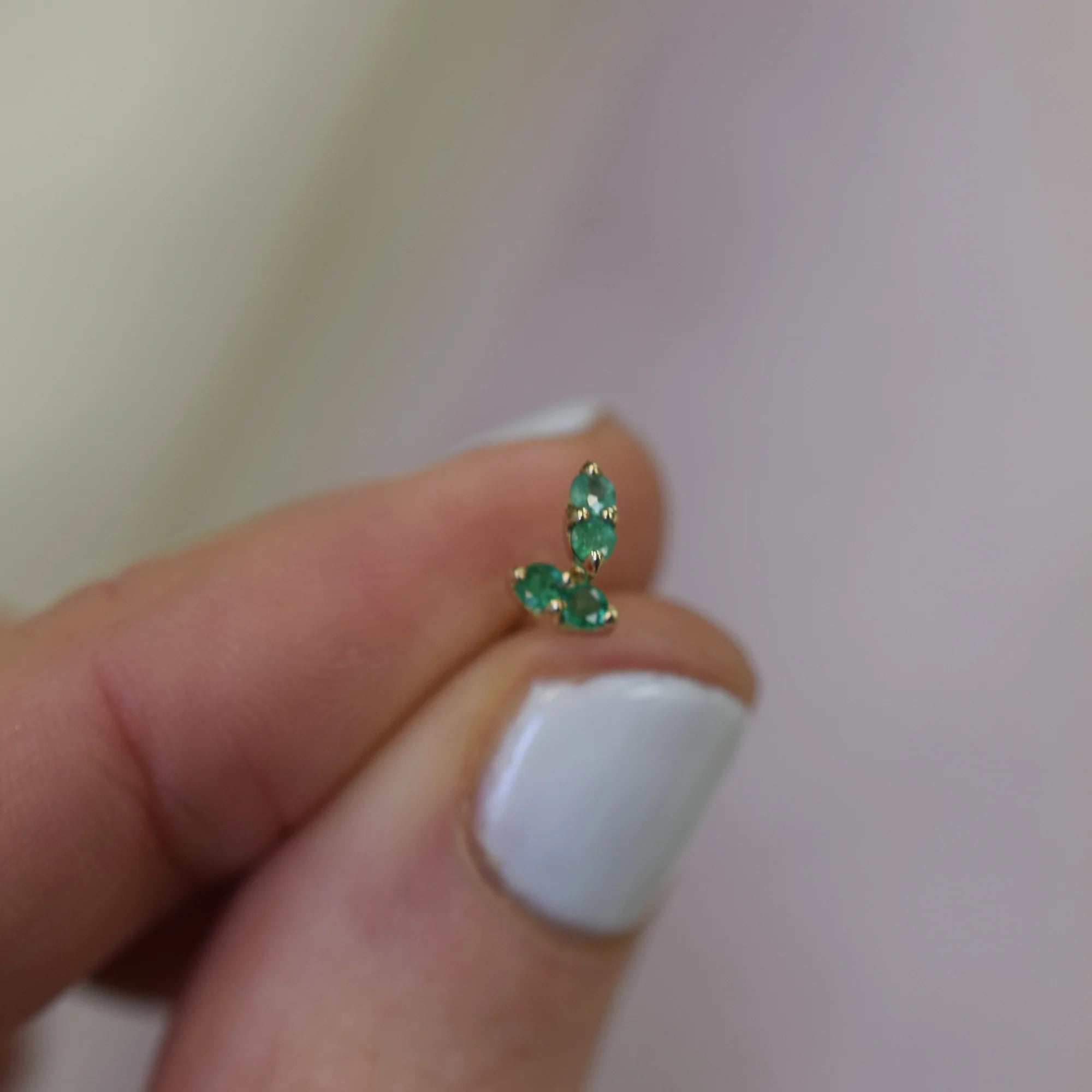 Emerald Pavillion Studs | 14K Gold