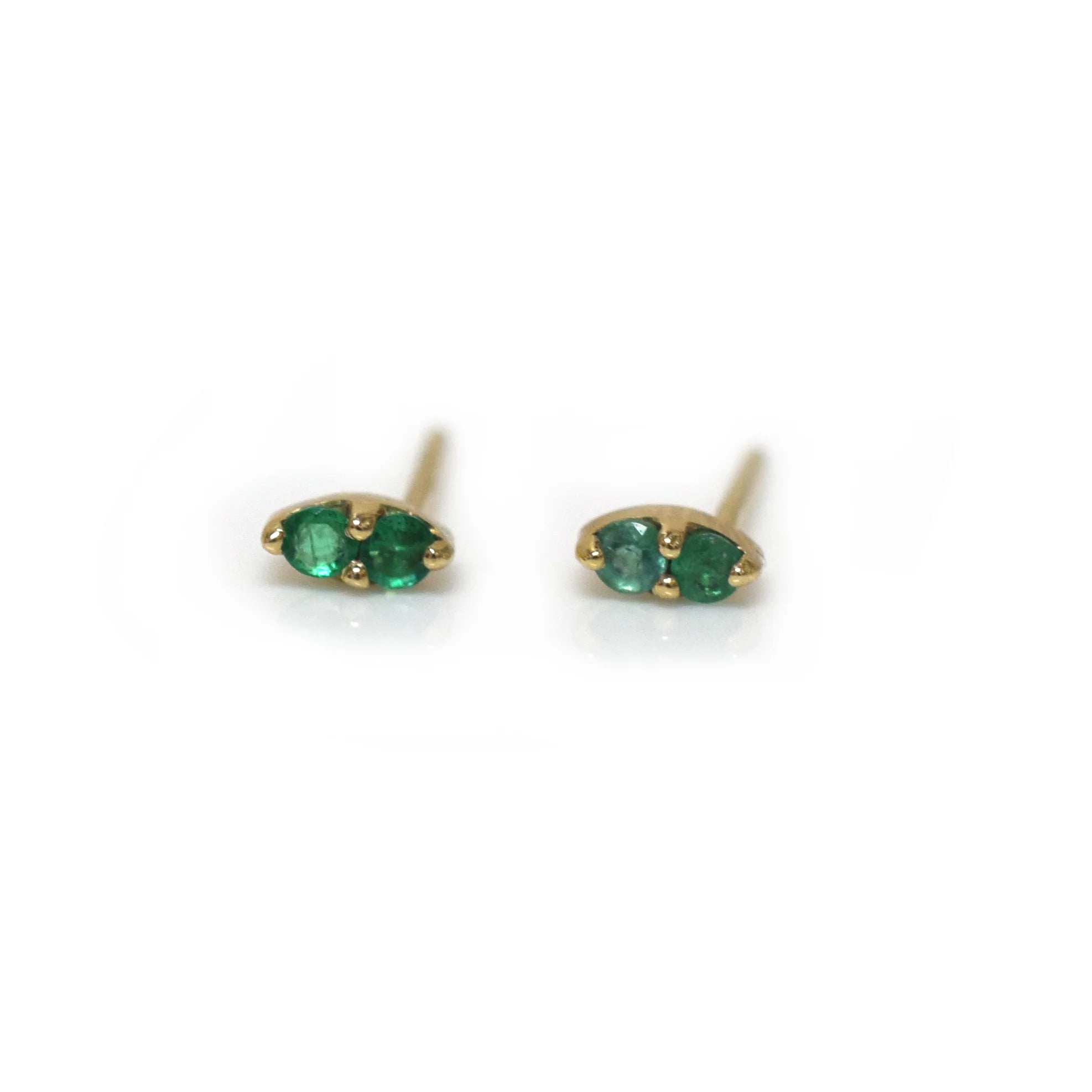 Emerald Pavillion Studs | 14K Gold