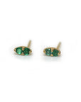 Emerald Pavillion Studs | 14K Gold