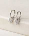 Flutter Heart Huggie Drop Earrings - Silver