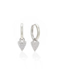 Flutter Heart Huggie Drop Earrings - Silver