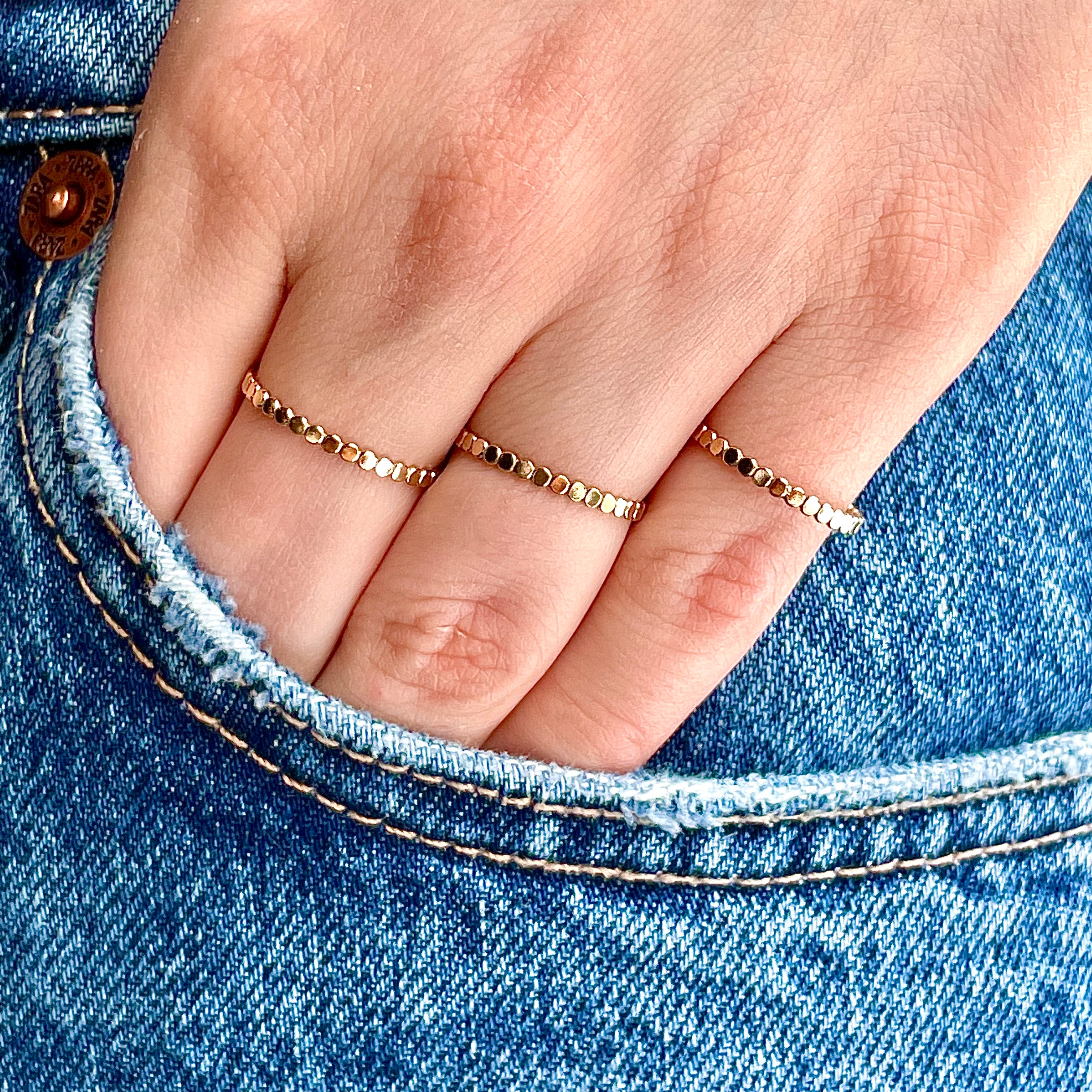 Beaded Stacking Ring | Silver