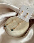 Pearl and Emerald Chain Earrings