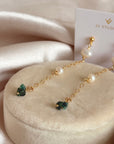 Pearl and Emerald Chain Earrings