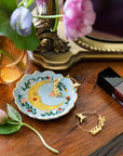 Jewelry Dish & Stud Earring Set - Flower Moon/Blue