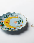 Jewelry Dish & Stud Earring Set - Flower Moon/Blue