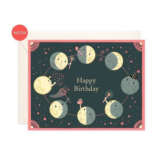 Moon Phases Birthday - Greeting Card