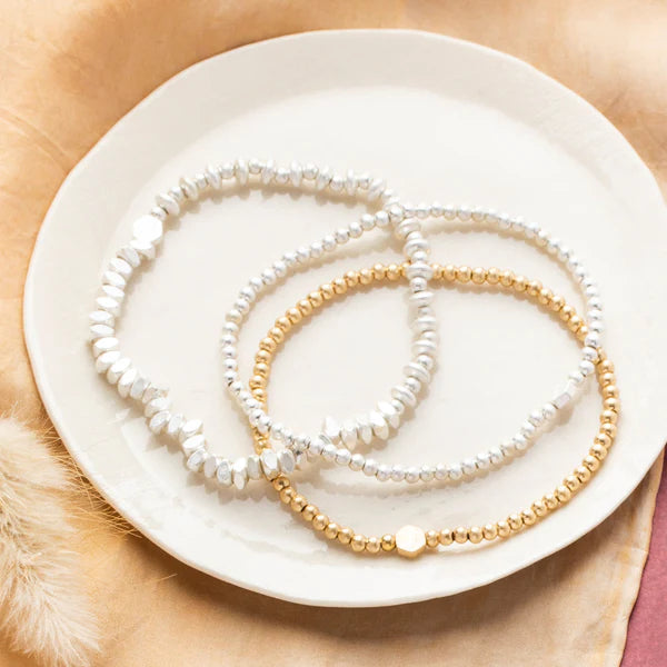 Mini Metal Stacking Bracelet - Ball Beads