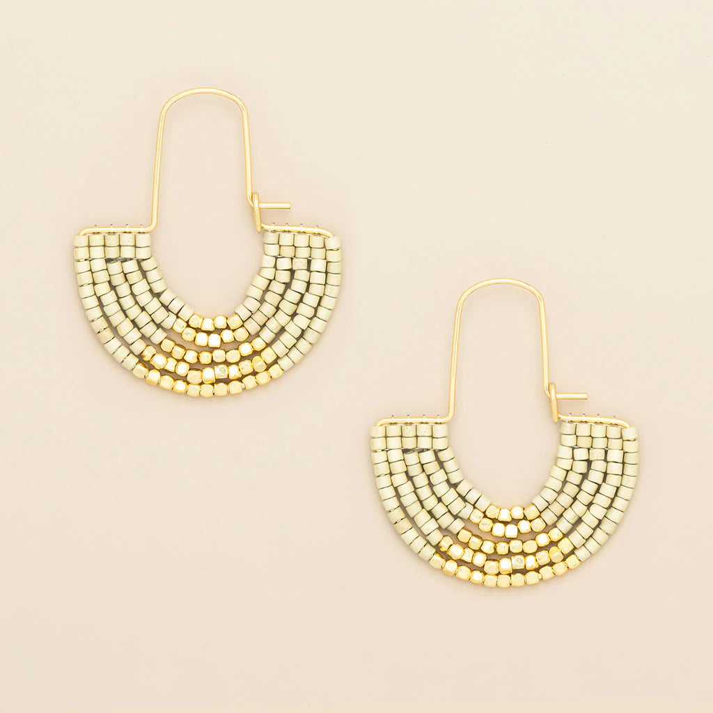 Miyuki U-Hoop Earring: Cream/Gold