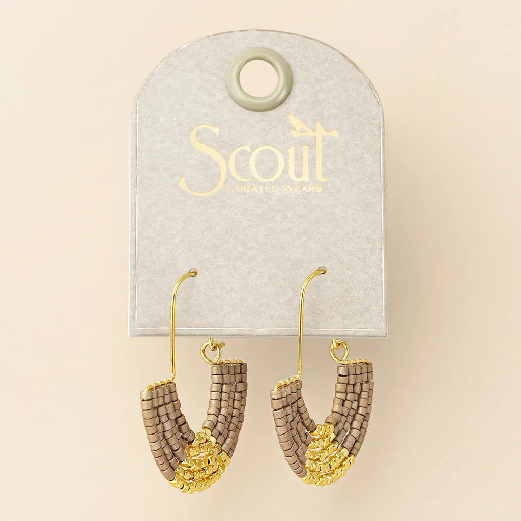 Chromacolour Miyuki U-Hoop Earring | Pewter/Gold