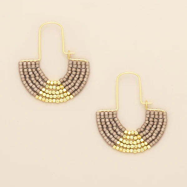 Miyuki U-Hoop Earring - Pewter/Gold Miyuki U-Hoop Earring - Pewter/Gold