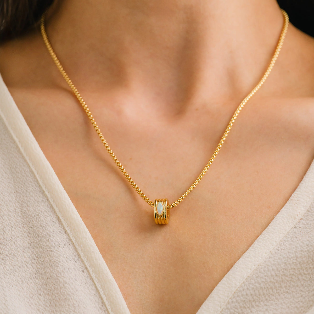 Marquise Groove Necklace | Opal