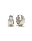 Oval Puff Hoop Earrings | Silver