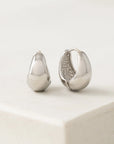 Oval Puff Hoop Earrings | Silver
