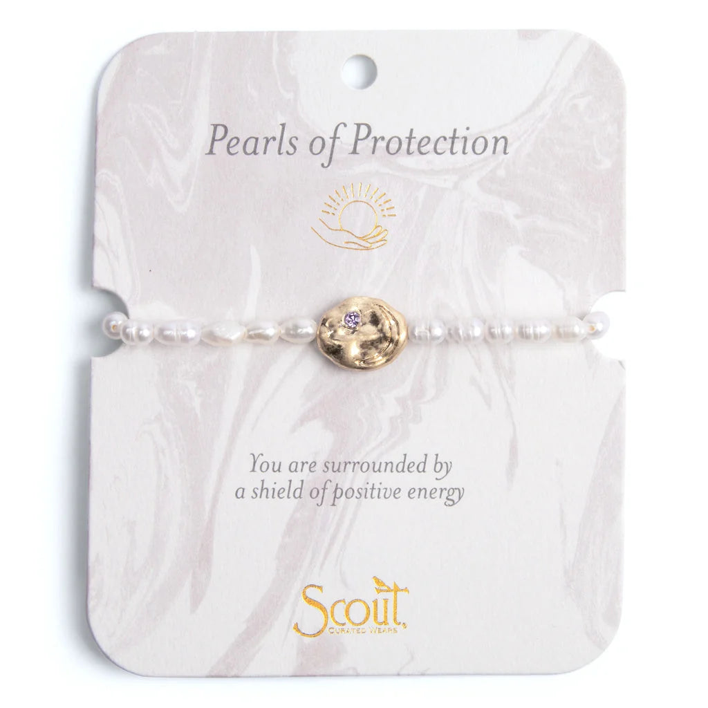 Pearl Affirmation Bracelet | Protection/Gold