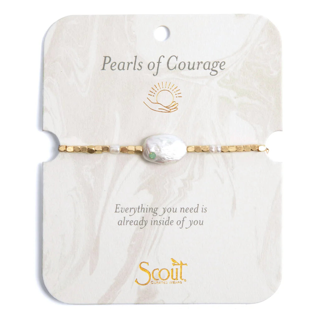 Pearl Affirmation Bracelet | Courage/Gold