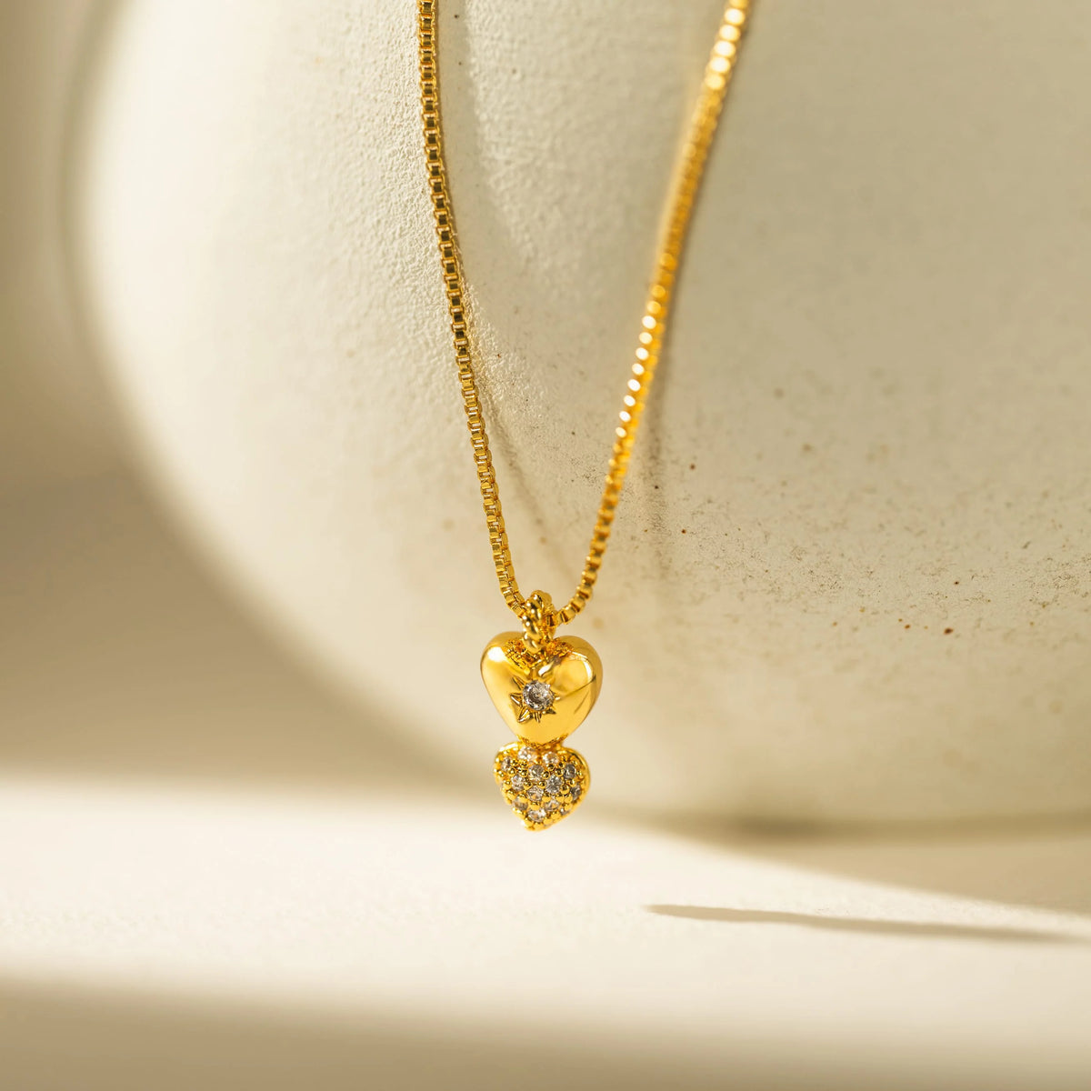 Puff Double Heart Necklace