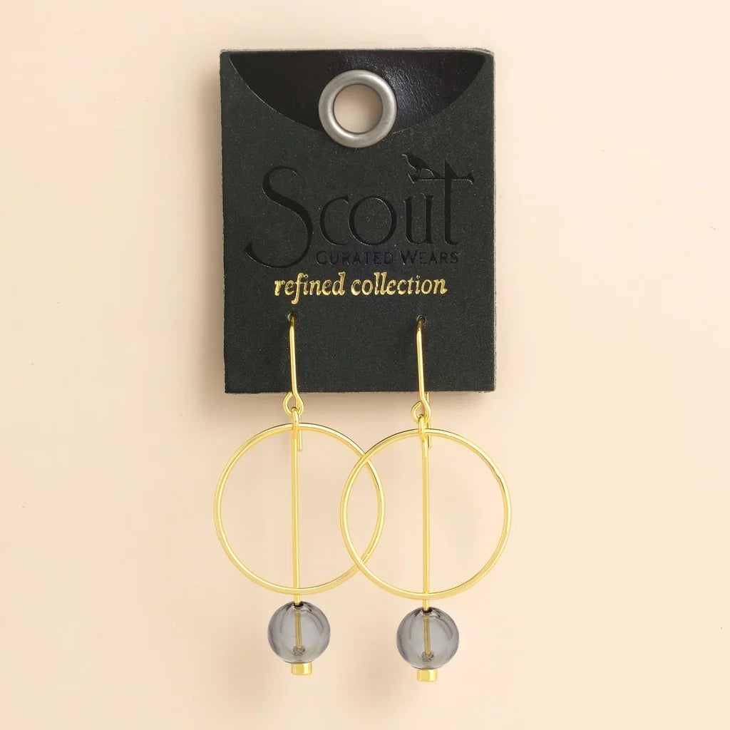 Refined Glass Drop Earrings: Smoke/Gold