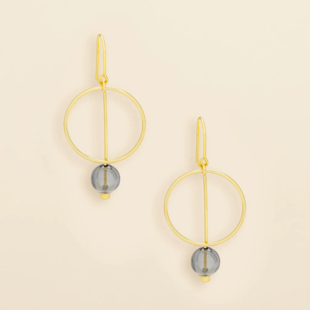 Refined Glass Drop Earrings: Smoke/Gold