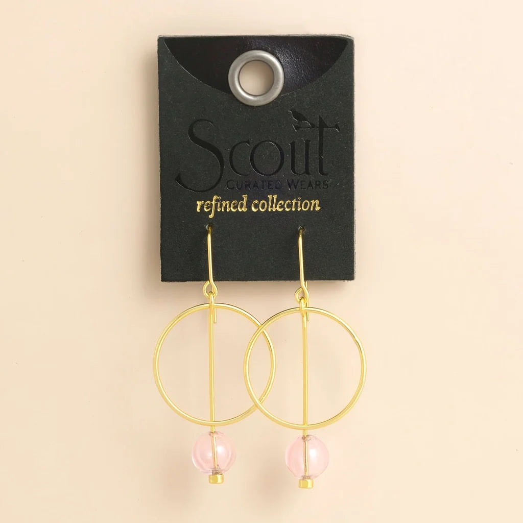 Refined Glass Drop Earrings: Pink/Gold