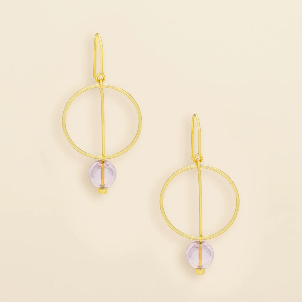 Refined Glass Drop Earrings: Pink/Gold