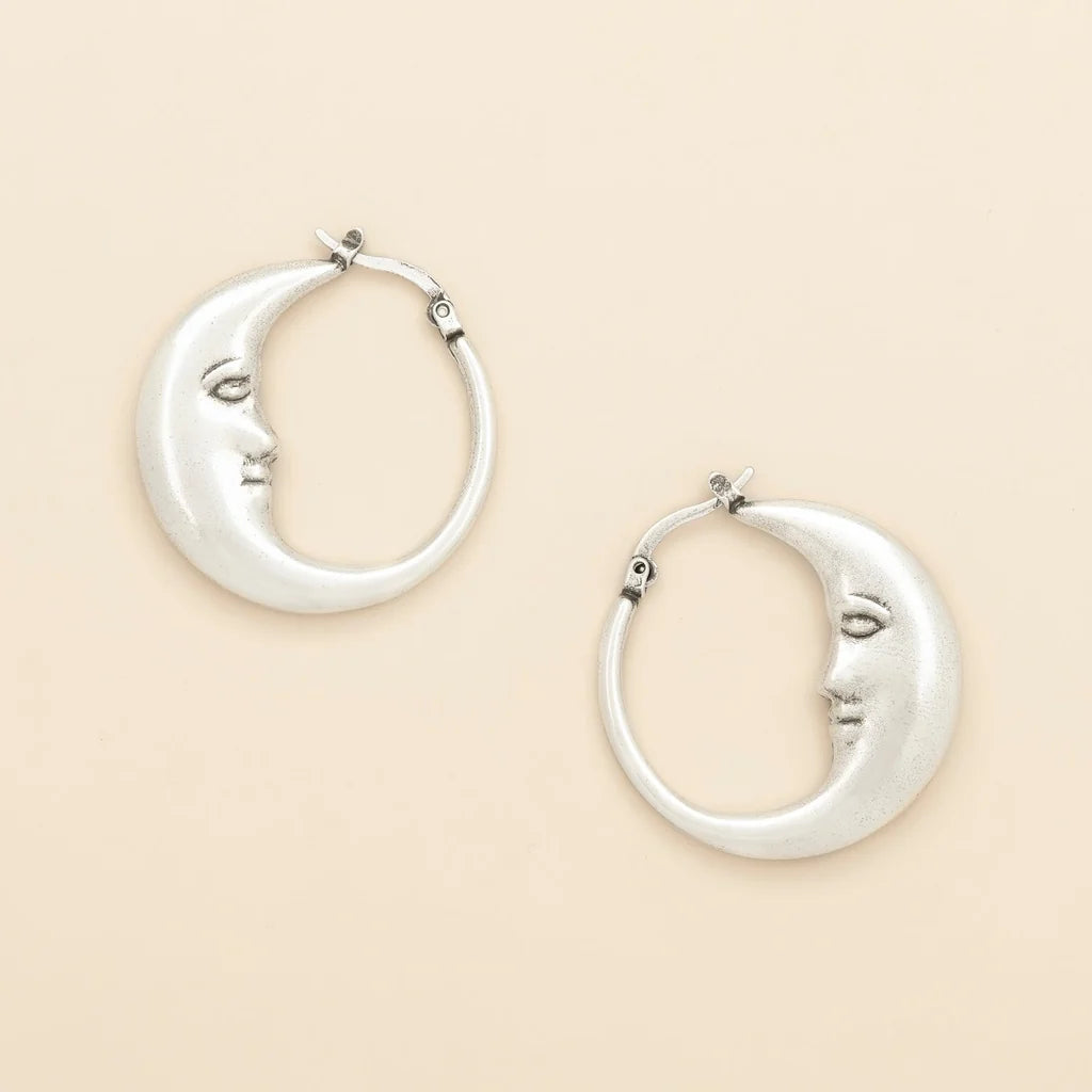 Refined Icon Earring: Moon Hoop/Silver