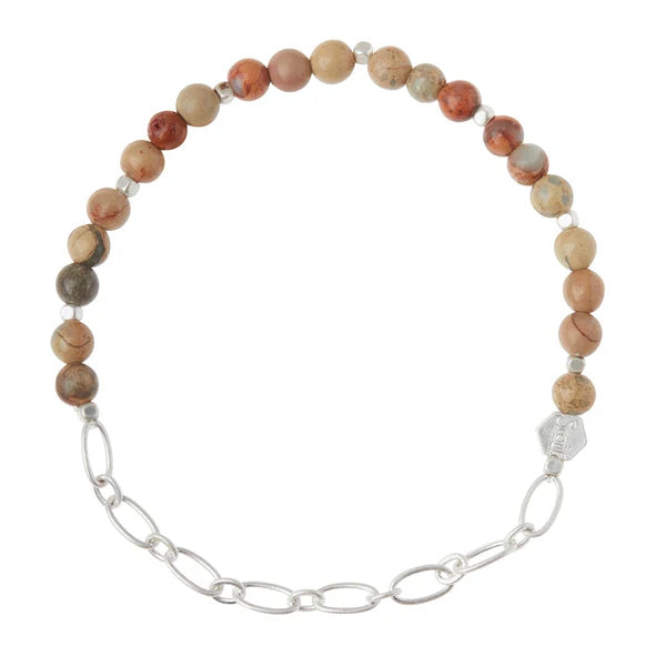 Mini Stone Stacking Bracelet With Chain (Various Colours)