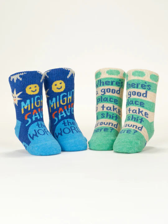 Save The World/Take Shit Baby Socks