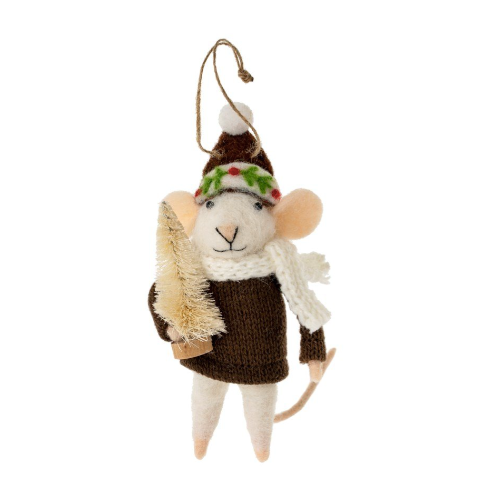 Tis the Season Tabitha Mouse Felt Ornament