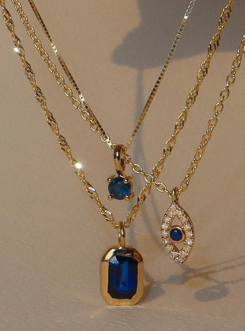 Sapphire Element Necklace | 14k Gold