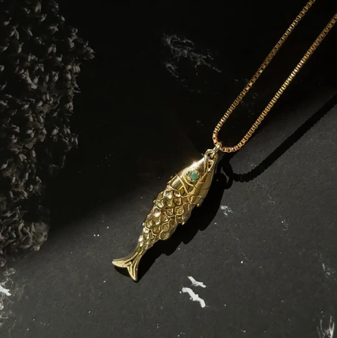 Fish Necklace - Emerald | Leah Alexandra