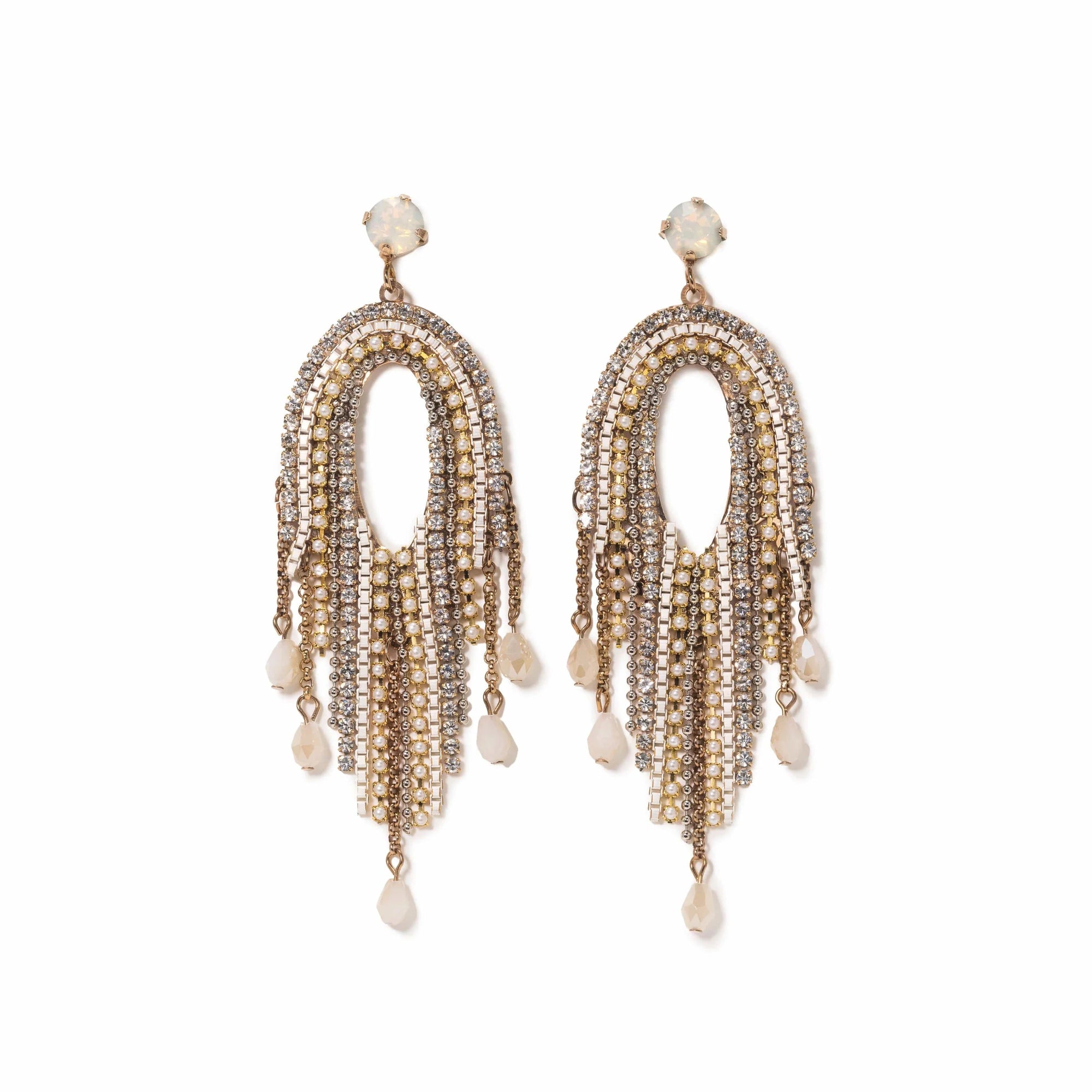 Sway Fringe Earrings - White