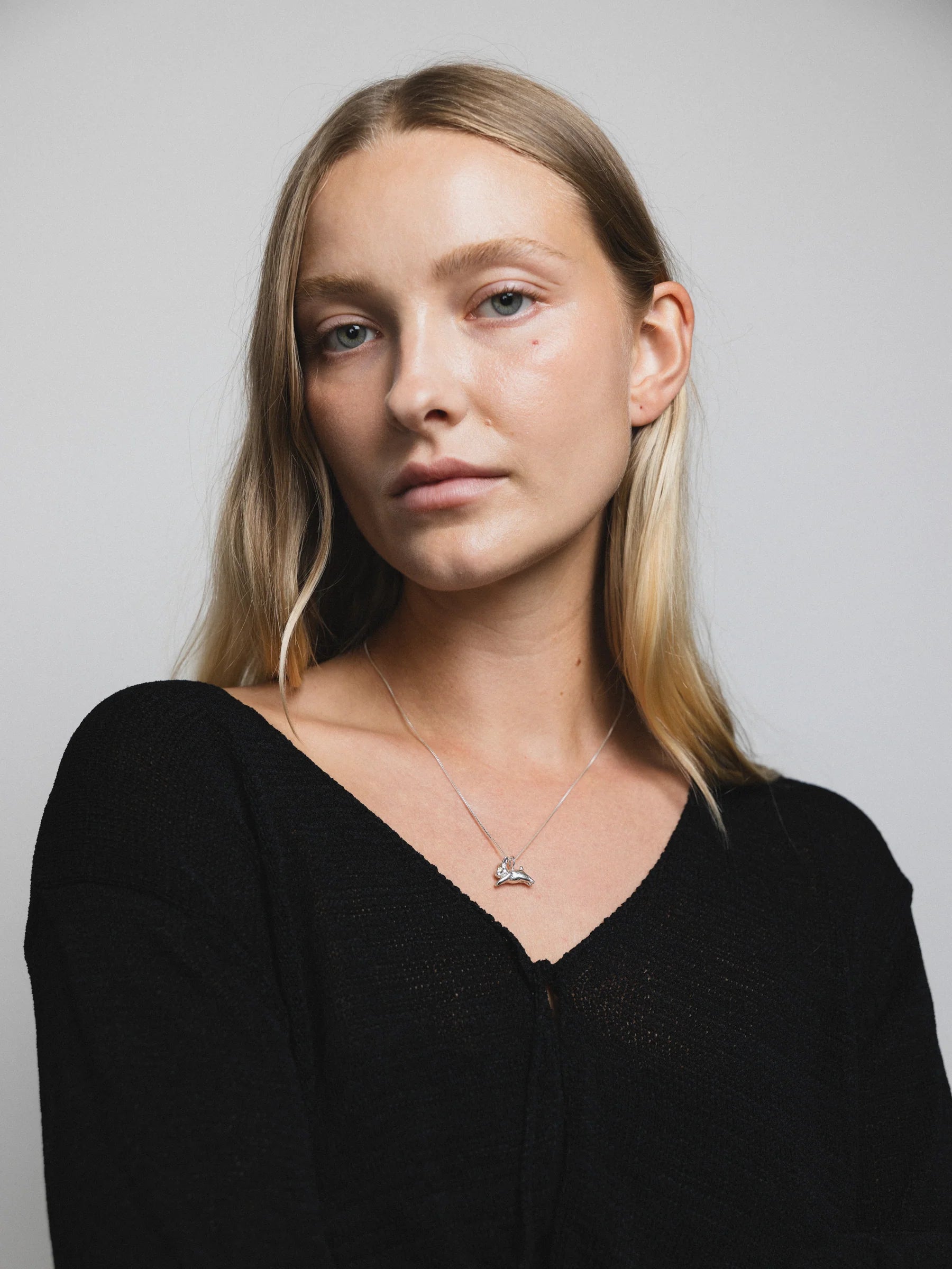Bunny Charm Necklace: Silver