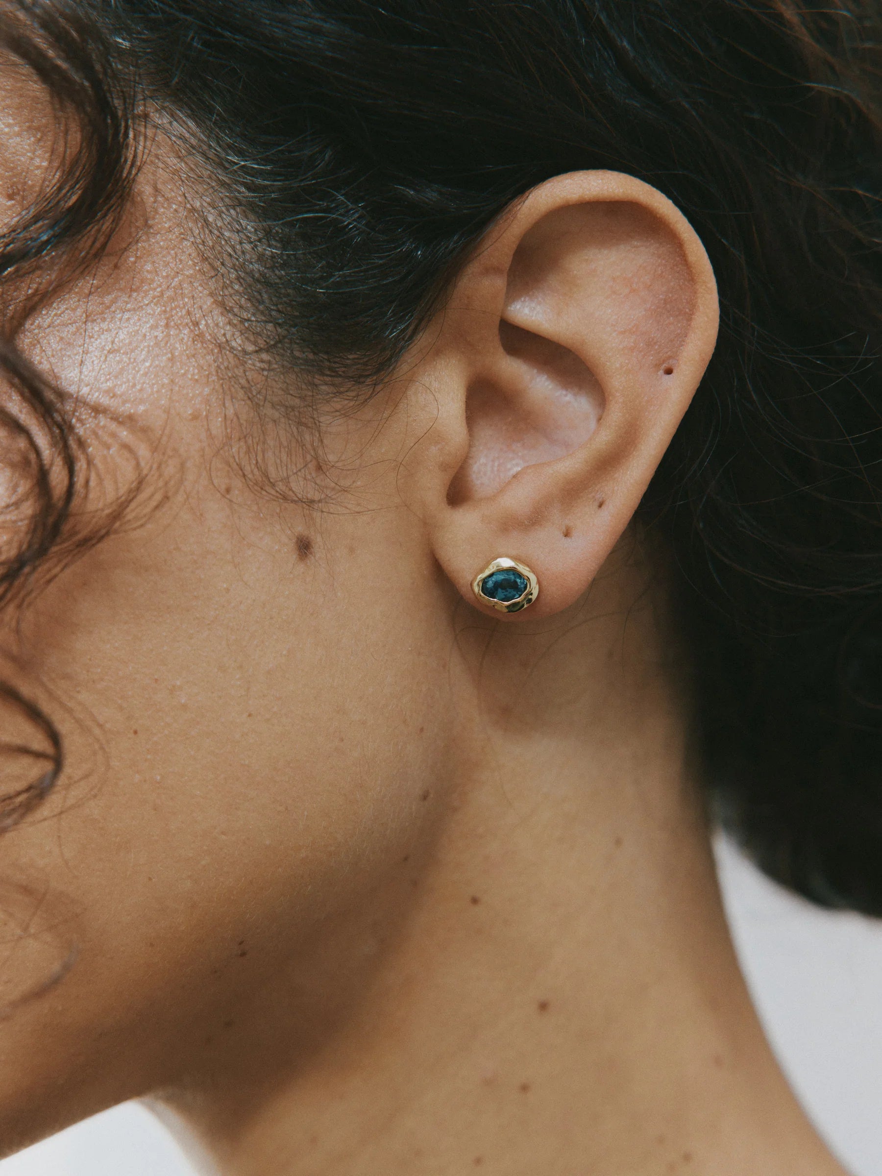 Cora Studs: Blue Topaz/Gold