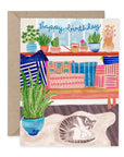 Sleeping Cat with Plants | Greeting Card