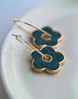 Flower Pendant Earring: Teal