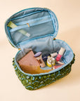Glam & Go Quilted Cosmetic Bag: Everbloom Forest Green