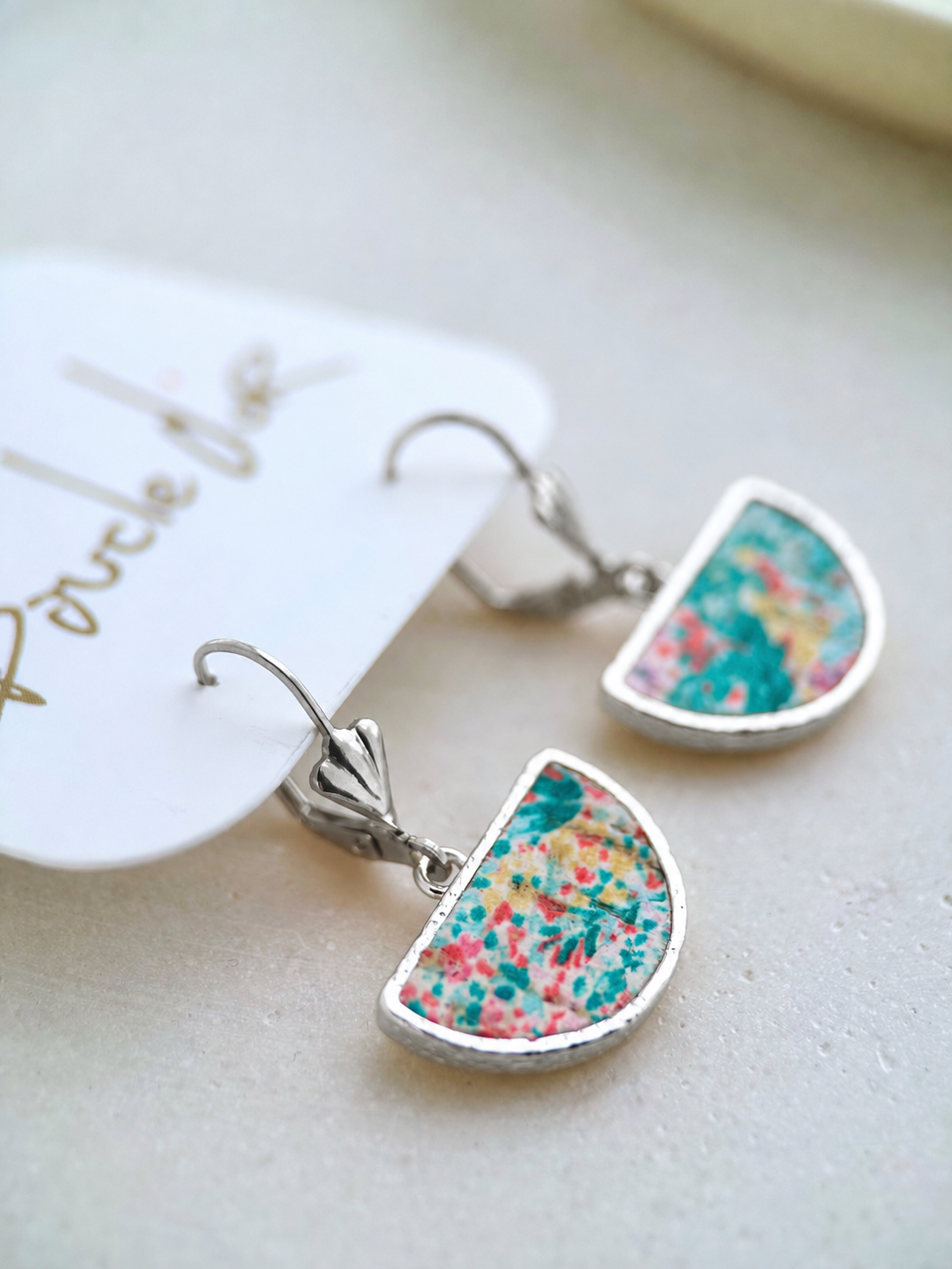 Sleeper Style Mid-length Earring: Floral Gold