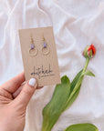 Leather & Brass Circle Earrings | Lilac